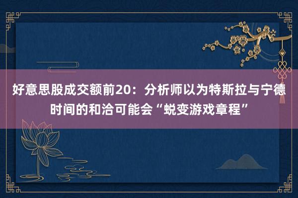 好意思股成交额前20：分析师以为特斯拉与宁德时间的和洽可能会“蜕变游戏章程”