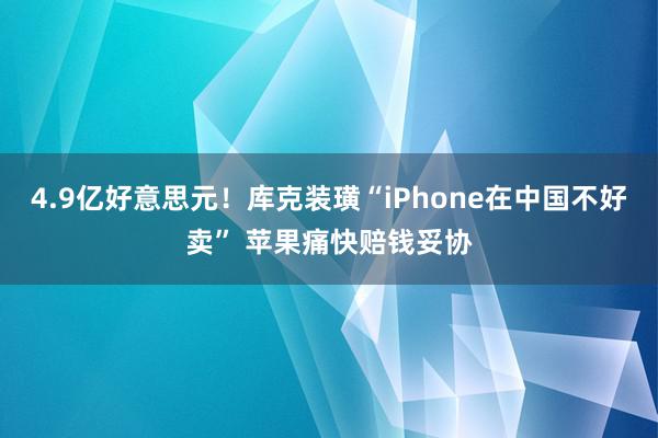 4.9亿好意思元！库克装璜“iPhone在中国不好卖” 苹果痛快赔钱妥协