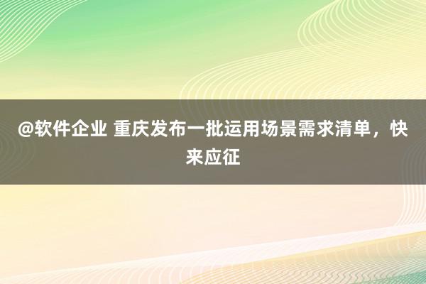 @软件企业 重庆发布一批运用场景需求清单，快来应征