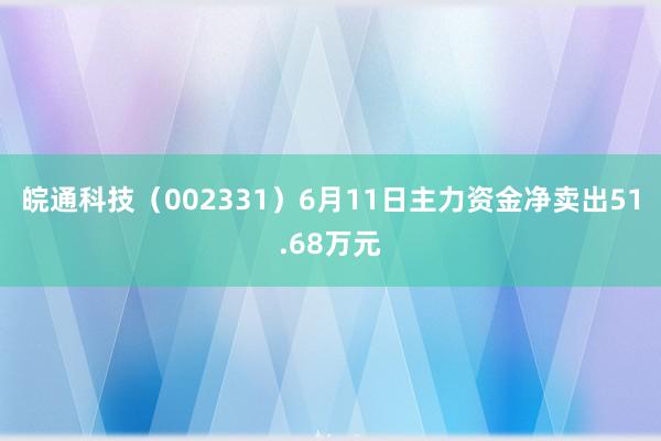 皖通科技（002331）6月11日主力资金净卖出51.68万元