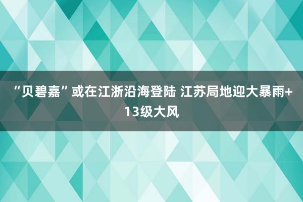 “贝碧嘉”或在江浙沿海登陆 江苏局地迎大暴雨+13级大风