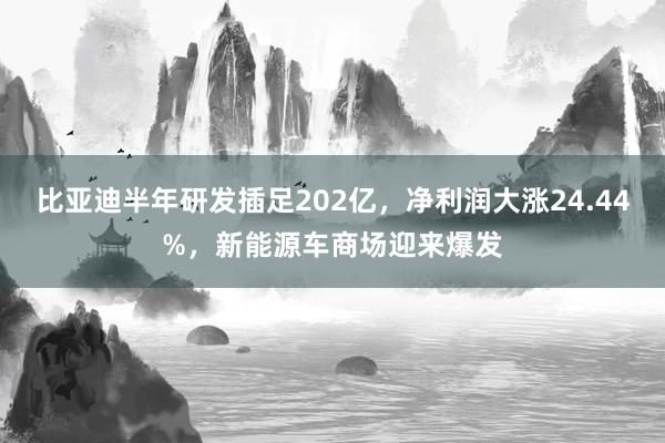 比亚迪半年研发插足202亿，净利润大涨24.44%，新能源车商场迎来爆发